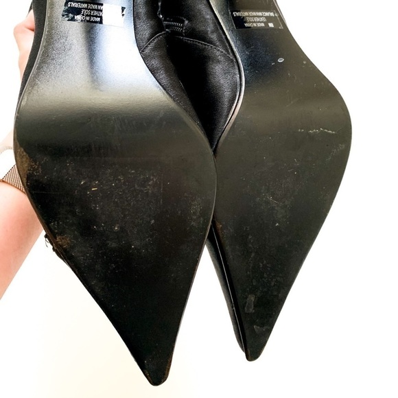 Black Satin Corset Lace-up Heeled Boots Sidezip 8 - Picture 15 of 15